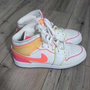 Nike Air Jordan. White and Pink Sneakers with Gradient Accents